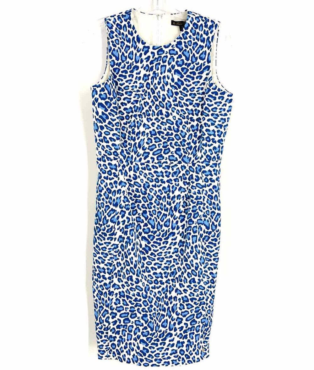 Brooks Brothers Size 6 White/Blue Animal Print NEW Designer Dress